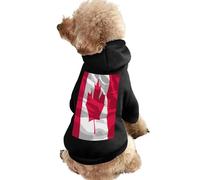 Canadian Flag Warm Dog Hooded Sweatshirt with Hat Soft Pet Pullover Clothes for Small Medium Large Pets