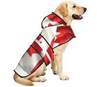 Canadian Flag Waterproof Dog Raincoat And Rain Jacket With Hood, Reflective Strips And Adjustable Belly Strap, Fits Small To Large Dogs