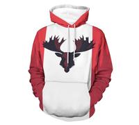 Canadian Flag with Moose Head Men's Sweatshirt Lightweight Pullover Hoodie with Pocket Casual Sweatshirts for Women