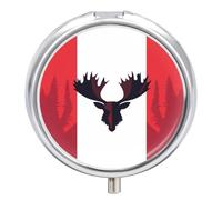 Canadian Flag with Moose Head Pill Case 3 Compartment Pillbox
