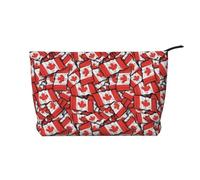 Canadian Flag Zipper Closure Corduroy Makeup Bag Multifunctional Organizer 22x7x17cm for Travel Camping Vacation Fitness