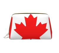 Canadian Flag Zipper Closure Leather Portable Waterproof Cosmetic Bag for Home Travel to Organize Toiletries Sundries