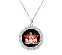 Canadian Heraldi Coat of Arms Novelty Necklace Round Pendant Diamond Jewelry Gifts For Men Women Silver-style-18