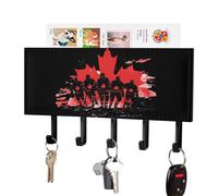 Canadian Ice Hockey Player Vintage Maple Leaf Key Holder Wall Mounted Key Rack Organizer with 5 Hooks