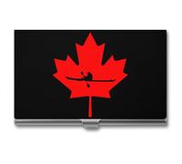 Canadian Kayaking Canada Business Card Wallet Credit Card Holder Metal Square Small Pocket Purse