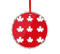 Canadian Maple Canada Flag Cute Christmas Pendants Round Glass Xmas Tree Hanging Ornaments for Home Holiday Decoration
