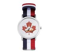 Canadian Maple Happy Canada Day Casual Watches for Men Non-Scale Braided Strap Watch Fashion Wrists Accessories Boyfriend Father Gift