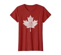 Canadian Maple Leaf Canada Flag Pride Roots Patriotism T-Shirt, Women, Cranberry Red, X-Small