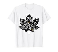 Canadian Maple Leaf Explorer Show Planets Moon Mountain Camp T-Shirt