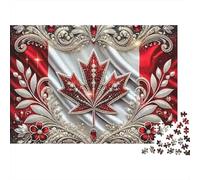Canadian Maple Leaf Flag 1000 Piece Jigsaw Puzzle Paper for Adults Elegant Decoration Focus Game for Family 52x38cm/1000pcs