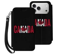 Canadian Maple Leaf Flag Canada Flip Case Compatible for IPhone18 Series | PU Leather,Wallet Phone Case,Drop Protective Cover Compatible for iPhone 18/Pro/Pro Max