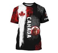 Canadian Maple Leaf Shirt for Men, Canada Day Flag T-Shirt, 3D Print, Cool Short Sleeve Shirt, Unisex Plaid Shirt Men, Red, black, XXL