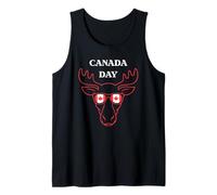 Canadian Moose Funny Canada Day Flag Maple Leaf Sunglasses Tank Top