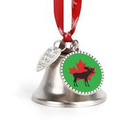 Canadian Moose Funny Christmas Bell Ornaments Wing And Heart Christmas Bells with Red Rope for Weddings Parties