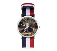 Canadian Moose in Forests Casual Watch for Men Women Braided Strap Watches Three-Hand Wrist Gift