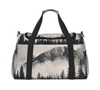 Canadian Smokey Mountain Cliff Large Travel Duffle Bag with Shoulder Strap,Water-Resistant Twill Weekender Bag for Men Women,Spacious Carryall Gym Bag