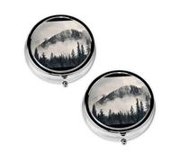 Canadian Smokey Mountain Cliff Print Pill Box 3 Compartment Medicine Pill Case,Portable for Pocket Or Purse Pill Organizer Decorative Metal Medicine Vitamin Organizer Unique Gift