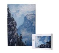 Canadian Smokey Mountain Cliff Printed Jigsaw Puzzle with Storage Box, Wooden Puzzle for Adults and Kids, 1000 Pieces Family Fun Decorative Game