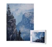 Canadian Smokey Mountain Cliff Printed Jigsaw Puzzle with Storage Box, Wooden Puzzle for Adults and Kids, 500 Pieces Family Fun Decorative Game