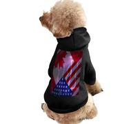 Canadian U.S.A Flag Thunderbolt Cute Dog Hooded Sweatshirt Warm Cat Hoodies Clothes Funny Pullover Sweater for Small Medium Large Pet