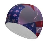 Canadian U.S.A Flag Thunderbolt Elastic Swimming Cap Unisex Waterproof Bath Caps Lightweight Swim Hat Gifts for Swimmers