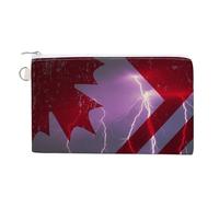 Canadian U.S.A Flag Thunderbolt Funny Coin Purse Portable Zipper Change Multifunctional Pouch Bag Gift for Men Women