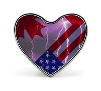 Canadian U.S.A Flag Thunderbolt Heart Metal Badges Decorative Brooches Fashionable Lapel Pin for Hat Backpack Clothing