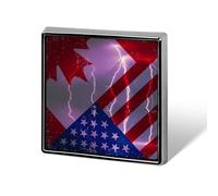 Canadian U.S.A Flag Thunderbolt Square Metal Badges Decorative Brooches Fashionable Lapel Pin for Hat Backpack Clothing