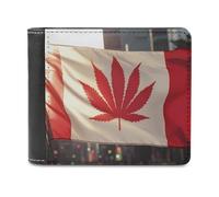 Canadian Weed Flag Small Billfold Wallet Front Pocket Card Holder Slim Passport Purse for Men Women