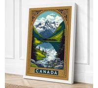 Canadian Wilderness Vintage Canvas Wall Art Print 36x24 Inch