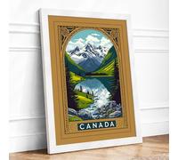 Canadian Wilderness Vintage Framed Wall Art Print A2 (59.4×42cm) White, Wall Decor for Living Room, Bedroom, Office & Home, Ready to Hang, Art Gift