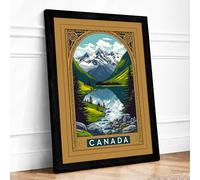 Canadian Wilderness Vintage Framed Wall Art Print A3 (42×29.7cm) Black, Wall Decor for Living Room, Bedroom, Office & Home, Ready to Hang, Art Gift