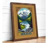 Canadian Wilderness Vintage Framed Wall Art Print A3 (42×29.7cm) Walnut, Wall Decor for Living Room, Bedroom, Office & Home, Ready to Hang, Art Gift
