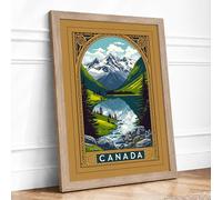 Canadian Wilderness Vintage Framed Wall Art Print A4 (29.7×21cm) Oak, Wall Decor for Living Room, Bedroom, Office & Home, Ready to Hang, Art Gift