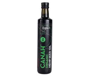 Canah® Organic Hemp Seed Oil 500 ml - Cold Pressed Unrefined, Vegan, Rich in Omega 3 Omega 6 Fatty acids & Vitamin E, Certified Kosher + Bonus Free Recipes