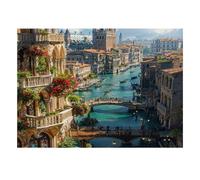 Canal Bridge Flower 1000 Piece Mini Jigsaw Puzzle For Adults Gift Idea