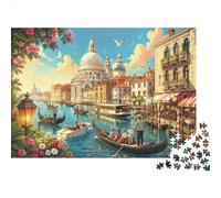 Canal Flowers Architecture 500pcs Mini Puzzle For Family Challenging | 52x38cm Cardboard Living Room Decor Durable Structure Birthday Gift Stress Relief