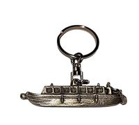 Canal Narrow Boat pewter metal keyring