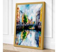 Canal Reflections at Dawn Canvas Wall Art Print 24x16 Inch (61 x 41 cm)