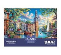 Canal Scene 1000 Pcs Canal Town Vibrant Scenic Artdurable Plastic Puzzle for The Whole Family Interlocking Family Activity Kids 70x50cm/1000pcs