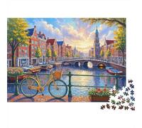 Canal Scene Amsterdam 1000 Piece Jigsaw Puzzle Cognitive Development Party Puzzle Game Cosy Night In Sturdy Paper 52x38cm/1000pcs