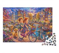 Canal Town Cycling 1000 Piece Jigsaw Puzzle,Educational Toy,Impossible Challenge,Adults & Kids 14+,Premium Cardboard,Home Wall Decor,Gift Idea,Stress Relief 38x26cm