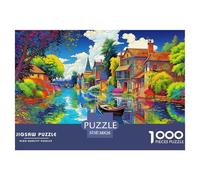 Canal Town Jigsaw Puzzles Puzzle for Adults Kids. 1000 Piece Colorful Reflections Impossible Challenge Toy Educational Games Home Decoration for Educational Games Gifts 38x26cm/1000pcs