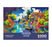 Canal Town Jigsaw Puzzles Puzzle for Adults Kids. 1000 Piece Colorful Reflections Whimsical Challenge Toy Educational Games Home Decoration for Educational Games Gifts 52x38cm/1000pcs