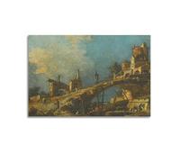 Canaletto Painter Works (Capriccio of A Bridge Leading to A Fortress by The Venetian Lagoon) Art Posters Art Print Wall Photo Paint Hanging Picture Family Bedroom Decor 08x12inch(20x30cm)