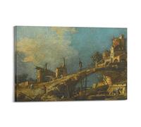 Canaletto Painter Works (Capriccio of A Bridge Leading to A Fortress by The Venetian Lagoon) Art Posters Wall Art Bedroom Prints Home Decor Hanging Picture Canvas 12x18inch(30x45cm)