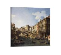 Canaletto Painter Works (Venetian Rialto Bridge in The South) Art Posters Canvas Wall Art Picture Prints Hanging Photo Idea Decor 12x12inch(30x30cm)
