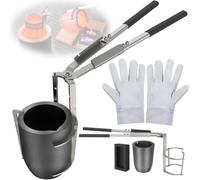 CANALHOUT 9.5kg Crucible Tongs Set for Melting Metal | 2-in-1 Lifting & Pouring Tong w/Spouted Graphite Crucible, Ingot Mold & Gloves, for Metal Melting Jewelry Casting