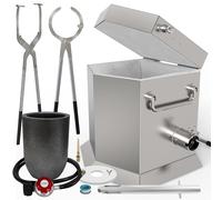 CANALHOUT Propane Smelting Furnace Kit with 7kg Crucible, Tongs etc.,Full Stainless Steel Made, at Home Foundry Melting Aluminum Gold Silver Copper Scrap Metal Recycle (9KG Furnace Kit & Tongs set)