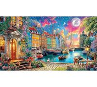 Canals-of-Amsterdam 1000 Piece Adult Jigsaws Fun Present & Activity for Home Educational Game Challenge Challenging Puzzles for Women, Gifts for Men 70x50/1000pcs